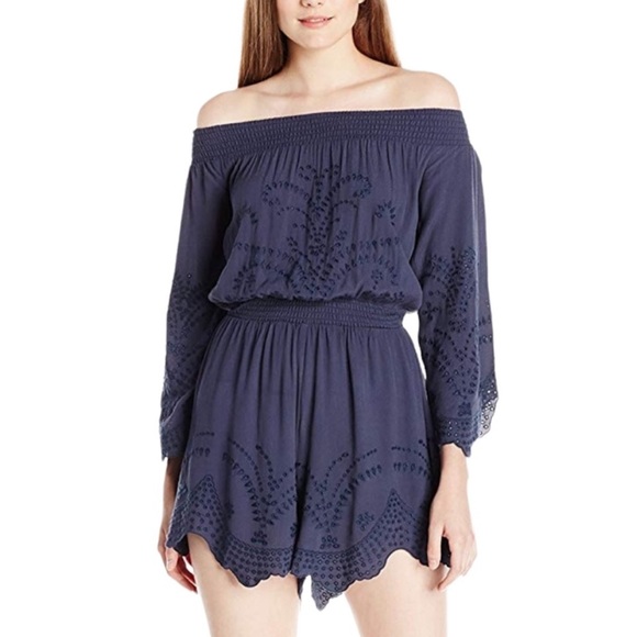 Astr Pants - ASTR the Label Sofia Long Sleeve Eyelet Smocked Romper